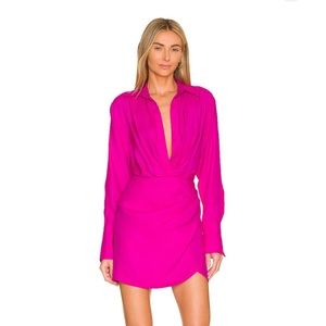 Hot pink silk draped Gauge 81 dress